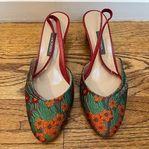 Zac Posen Zelda Red Floral Slingback Pumps